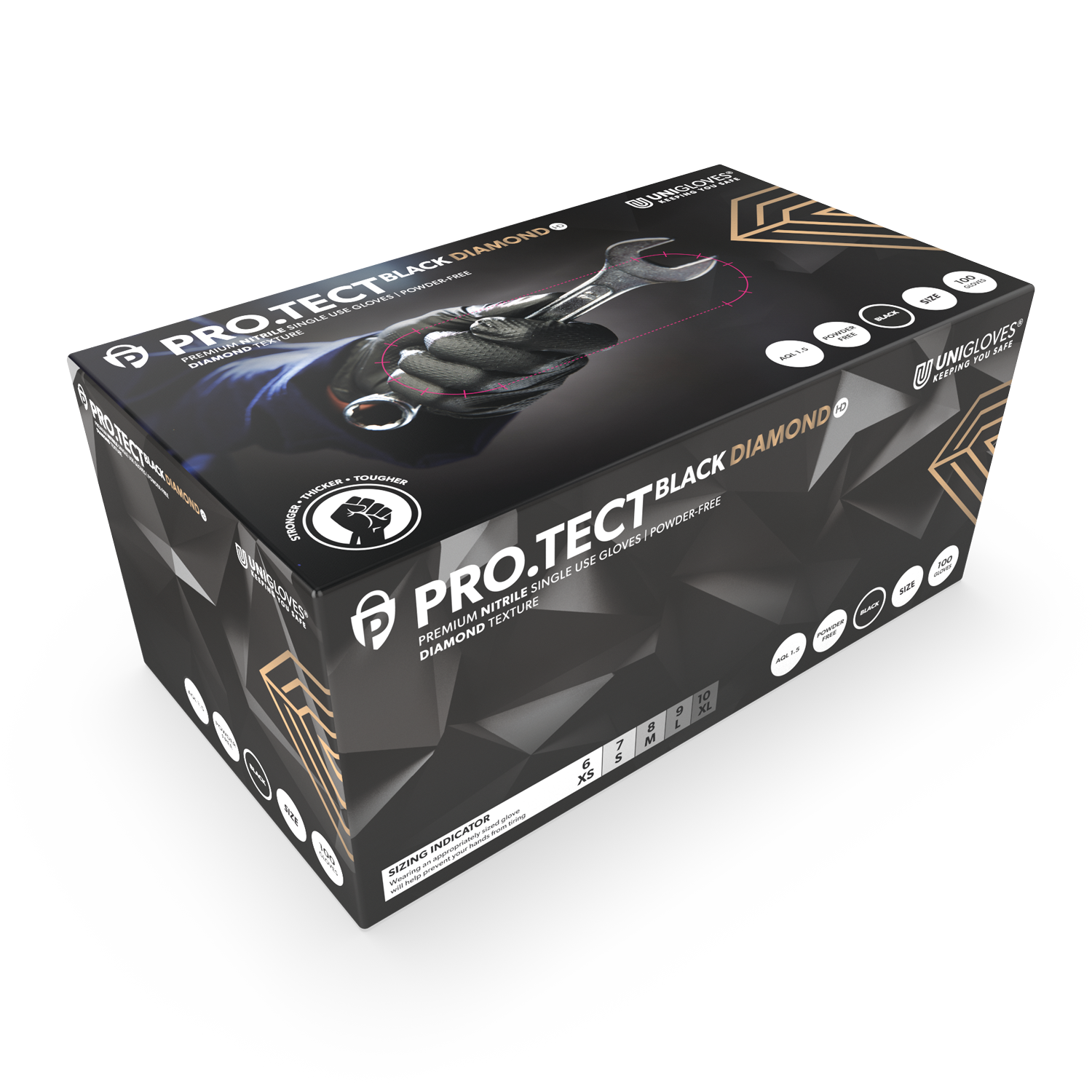 PRO.TECT Black Diamond HD Textured Nitrile Handskar Box med 100 st